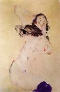 Egon Schiele Female Nude with Blue Stockings oil painting artist